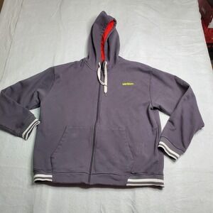 Verizon Uniform Mens Full Zip Hoodie Gray Logo Graphic Design Collective XL